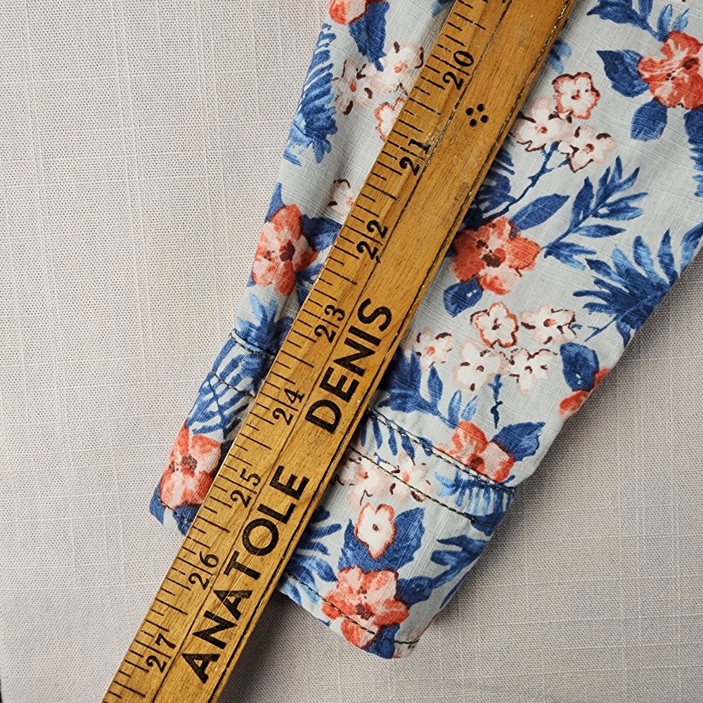 Hugo Boss Orange small Shirt Mens Floral Tropical Palm Print Blue Cotton - Picture 8 of 11